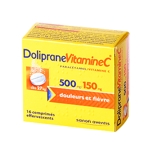 Image DOLIPRANE VITAMINE C 500/150MG 16 COMPRIMES EFFERVESCENTS 